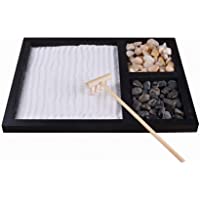 SYWAN Zen Garden- Mini Meditation Rock and Sand Garden con rastrillo para la Oficina en casa Relajación y meditación 8…
